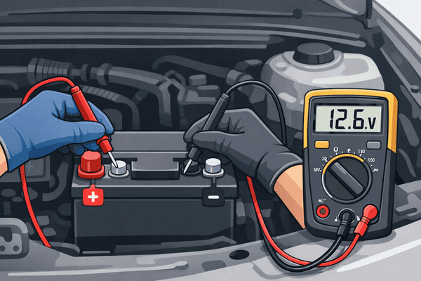 test batterie voiture avec multimètre mesure tension batterie