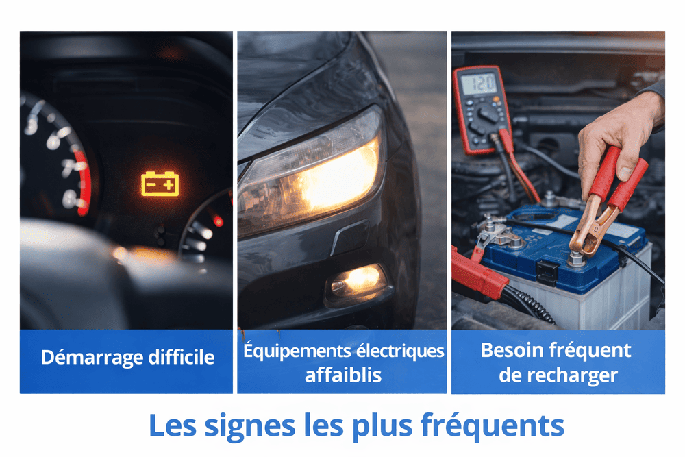 batterie voiture faible, les signes les plus fréquents