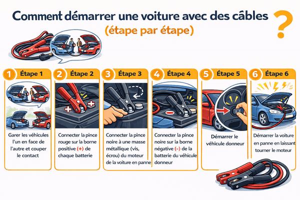 Comment démarrer une voiture avec des câbles (étape par étape)