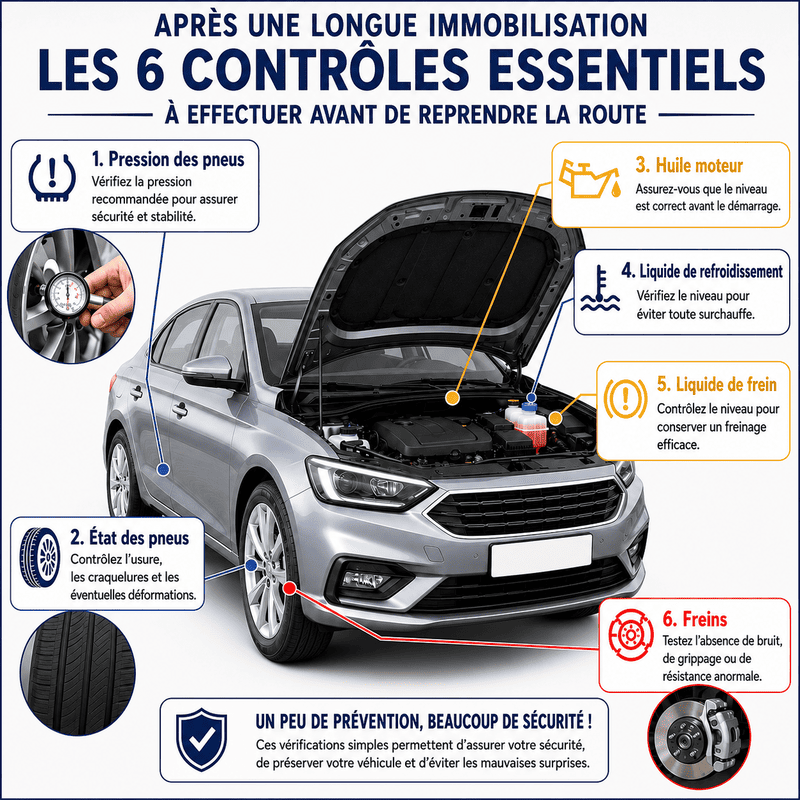 Vérifications à faire avant de reprendre la route après immobilisation